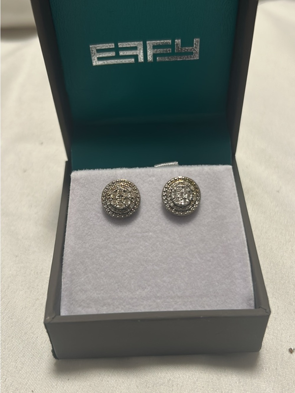 Silver Crystal Halo Stud Earrings - White
